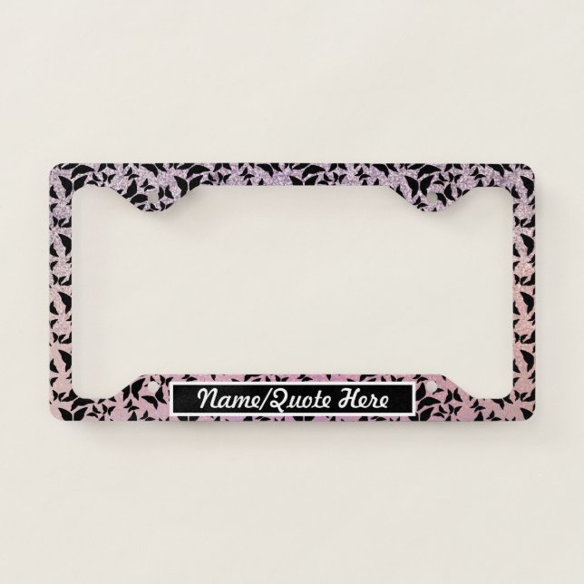 Butterflies and Glitter Pink  License Plate Frame (Front)