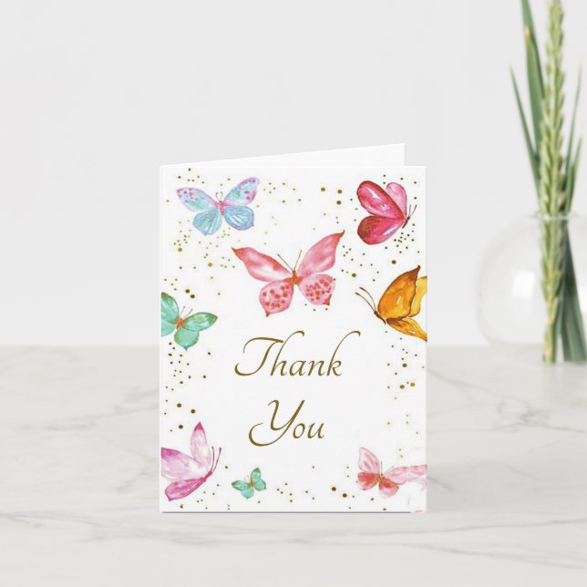 Butterflies and glitter thank you card (Front)