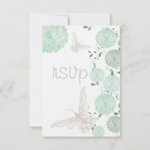 Butterflies and Green Chrysanthemums RSVP Card