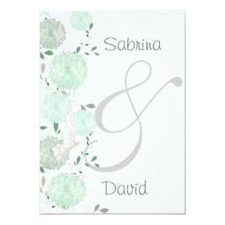 Butterflies and Green Chrysanthemums Wedding Invitation