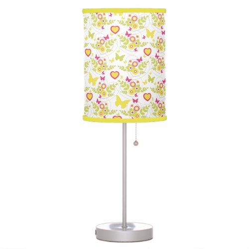 Butterflies and hearts graphic patterned lamp