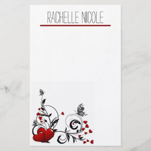 Butterflies and Hearts Personalized Stationery