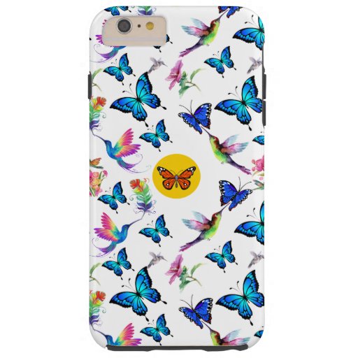 Butterflies and hummingbirds pattern tough iPhone 6 plus case