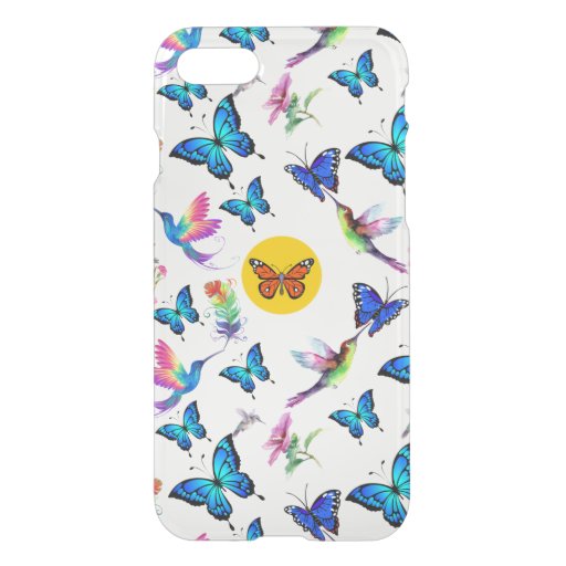 Butterflies and hummingbirds pattern iPhone SE/8/7 case