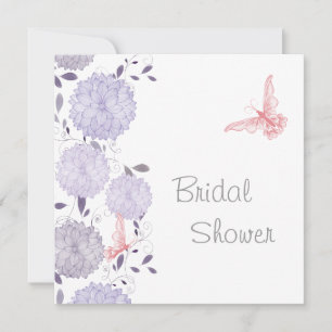 Butterflies and Lavender Chrysanthem Bridal Shower Invitation