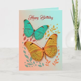 Butterflies and Leaves Friend Birthday Card
