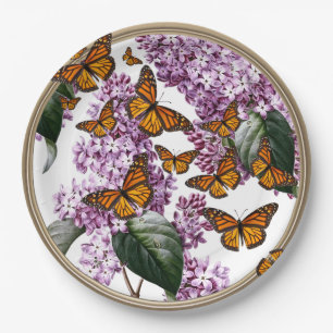 Butterflies and Lilacs Garden Party Picnic Wedding Paper Plates