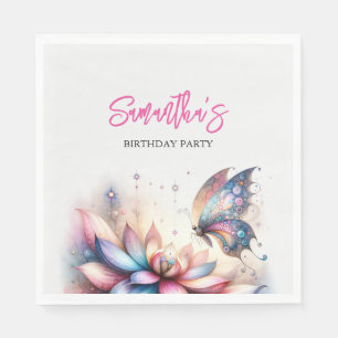 Butterflies and Lullabies Baby Shower Watercolor Napkins