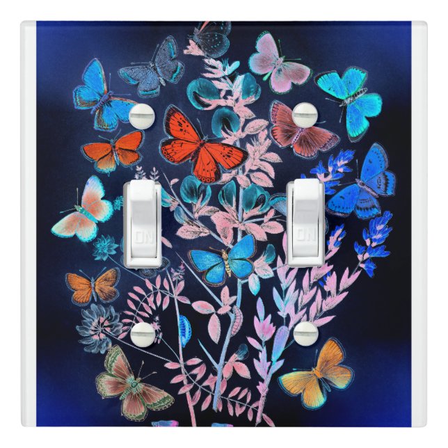 Butterflies and Moths Fluttering over Flowers Light Switch Cover (In Situ)