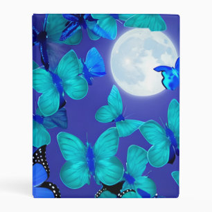 Butterflies and Moths in a Deep Blue Moonlit Sky Mini Binder
