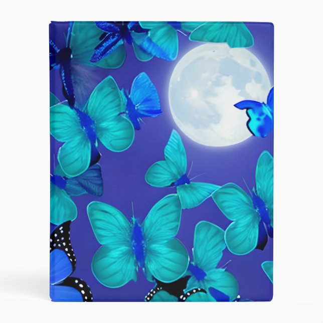 Butterflies and Moths in a Deep Blue Moonlit Sky Mini Binder (Front)