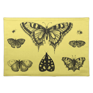 Butterflies and Moths Vintage Print Cloth Placemat