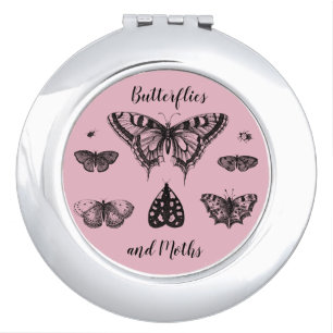 Butterflies and Moths Vintage Print Compact Mirror