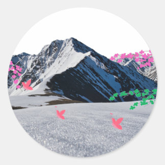 Butterflies and Mountain Landscape Sticker