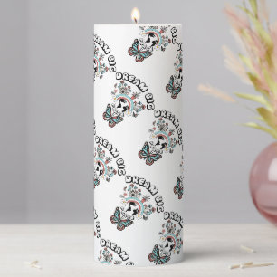 Butterflies and Mushrooms Dream Big positive inspo Pillar Candle