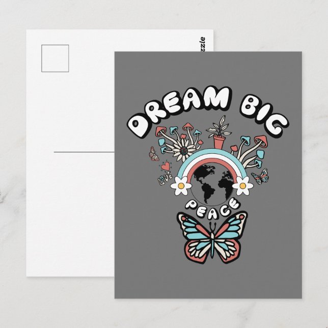 Butterflies and Mushrooms Dream Big positive inspo Postcard (Front/Back)