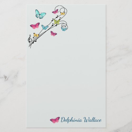 Butterflies and Music Stationery