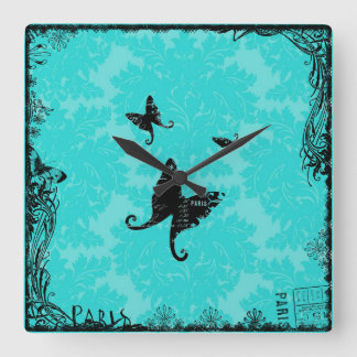 Butterflies and Paris Wall Clock