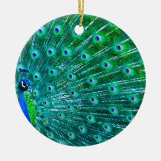 Butterflies and Peacock Ceramic Ornament