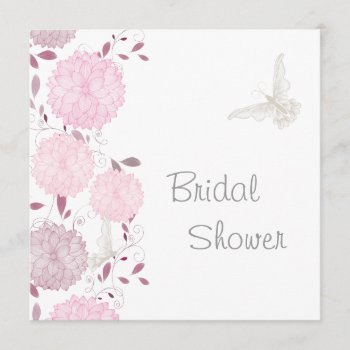 Butterflies And Pink Chrysanthems Bridal Shower Invitation by Wedding_Trends at Zazzle