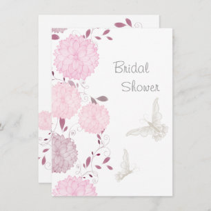 Butterflies and Pink Chrysanthems Bridal Shower Invitation