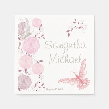 Butterflies And Pink Chrysanthemum Paper Napkins by Wedding_Trends at Zazzle