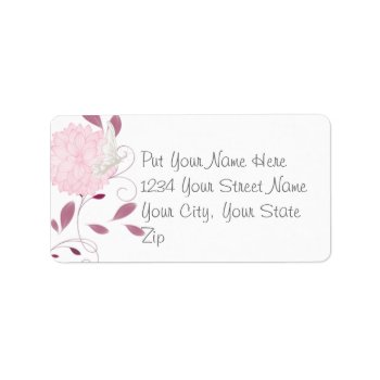 Butterflies And Pink Chrysanthemums Label by Wedding_Trends at Zazzle