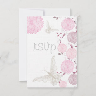 Butterflies and Pink Chrysanthemums RSVP