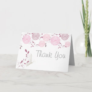 Butterflies and Pink Chrysanthemums Thank You Card