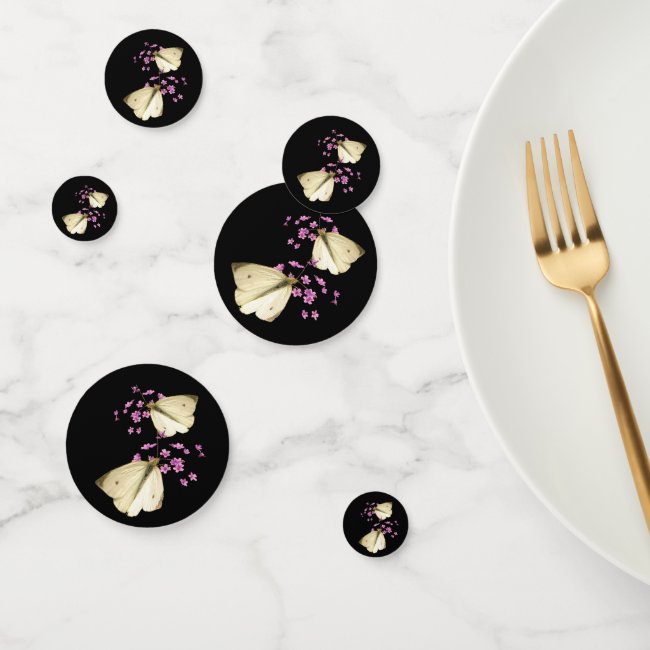 Butterflies and Pink Flowers Floral Table Confetti