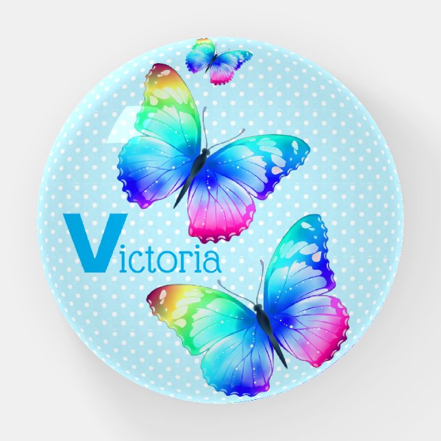 Butterflies and Polka Dots Dome Paperweight (Front)
