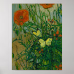 Butterflies and Poppies, 1889 by Vincent van Gogh Poster<br><div class="desc">Vincent van Gogh - Butterflies and Poppies,  1889. 
Vincent Willem van Gogh (1853-1890) was a Dutch Post-Impressionist painter who posthumously became one of the most famous and influential figures in Western art history.</div>