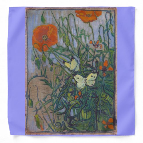 Butterflies and Poppies by Vincent van Gogh Bandana