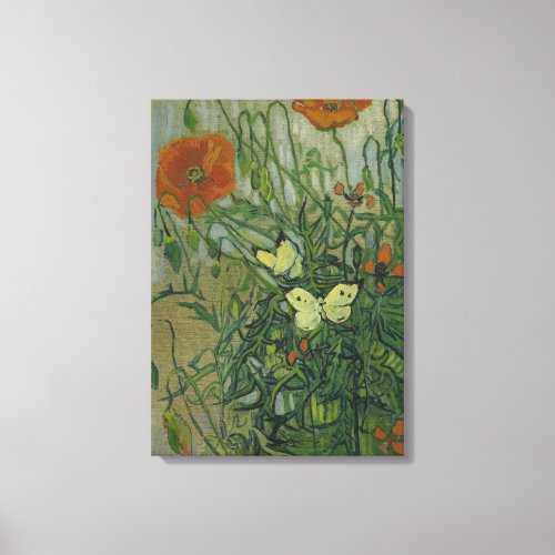 Butterflies and Poppies by Vincent van Gogh Canvas Print