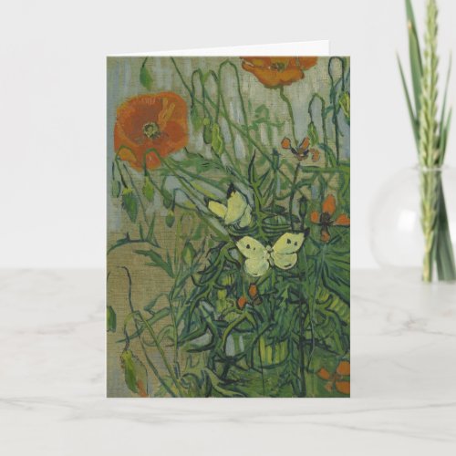 Butterflies and Poppies by Vincent van Gogh Card