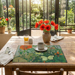 Butterflies and Poppies by Vincent van Gogh Cloth Placemat