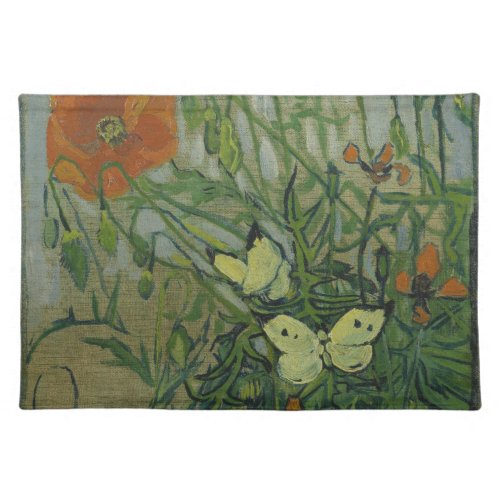 Butterflies and Poppies by Vincent van Gogh Cloth Placemat