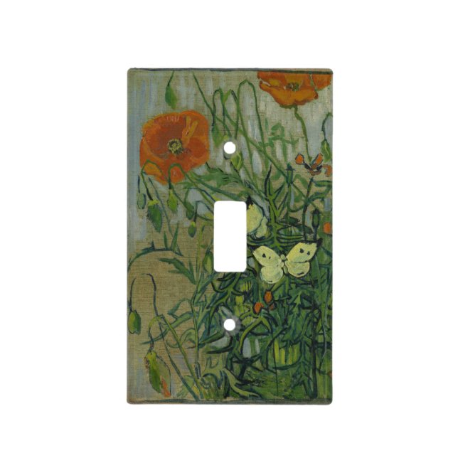 Butterflies and Poppies by Vincent Van Gogh Light Switch Cover (Front)