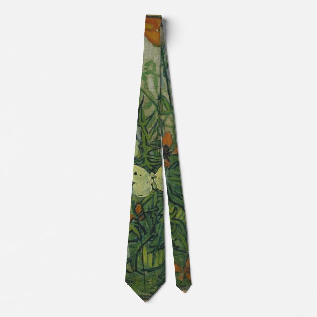 Butterflies and Poppies by Vincent van Gogh Neck Tie (Front)