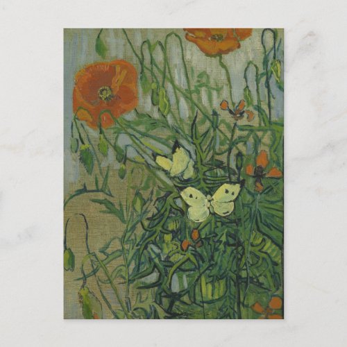 Butterflies and Poppies by Vincent van Gogh Postcard