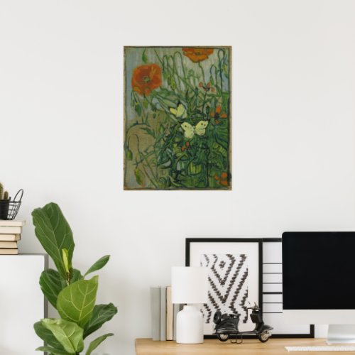 Butterflies and Poppies by Vincent van Gogh Poster