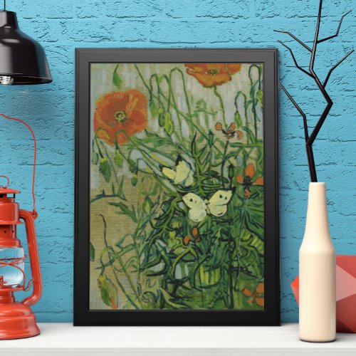 Butterflies and Poppies by Vincent van Gogh Poster