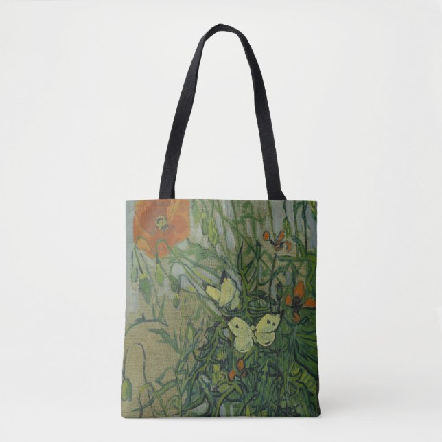 Butterflies and Poppies by Vincent van Gogh Tote Bag (Front)