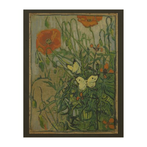 Butterflies and Poppies by Vincent van Gogh Wood Wall Decor