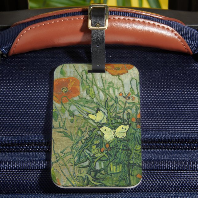 Butterflies and Poppies | Vincent van Gogh Luggage Tag (Front Insitu 2)
