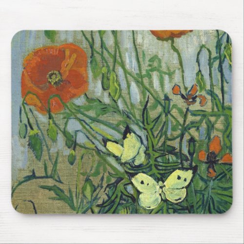 Butterflies and Poppies Vincent van Gogh Mouse Pad