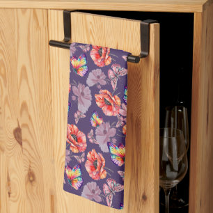Butterflies and Poppy Flowers Kitchen Towel
