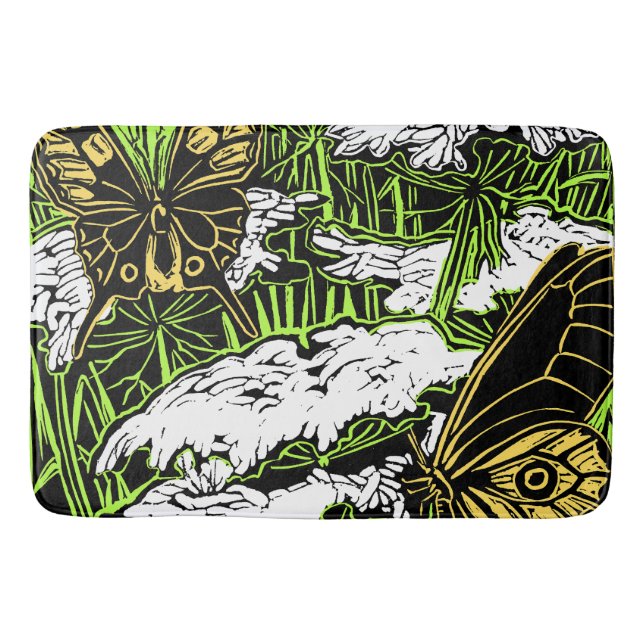 Butterflies and Queen Anne's Lace Bath Mat (Front)