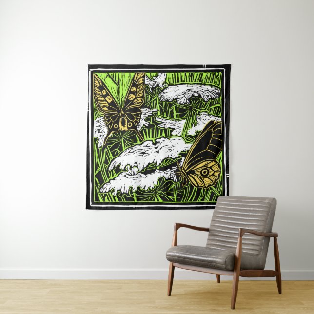 Butterflies and Queen Anne's Lace Tapestry (In Situ)