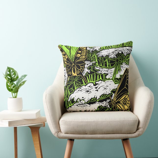 Butterflies and Queen Anne's Lace Throw Pillow (Chair)